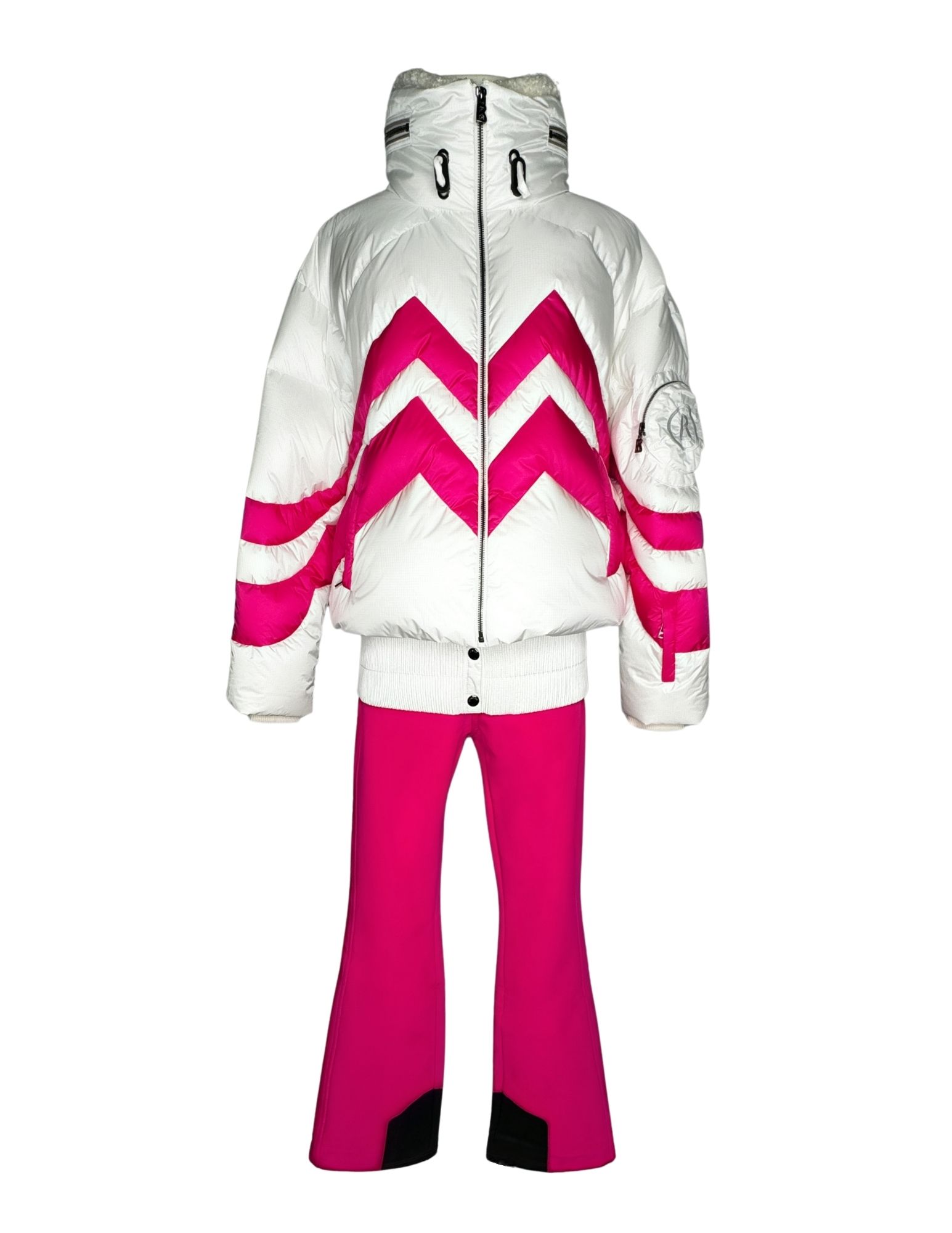 Bogner: White Pink Chevron Jacket & Pant - Size 8
