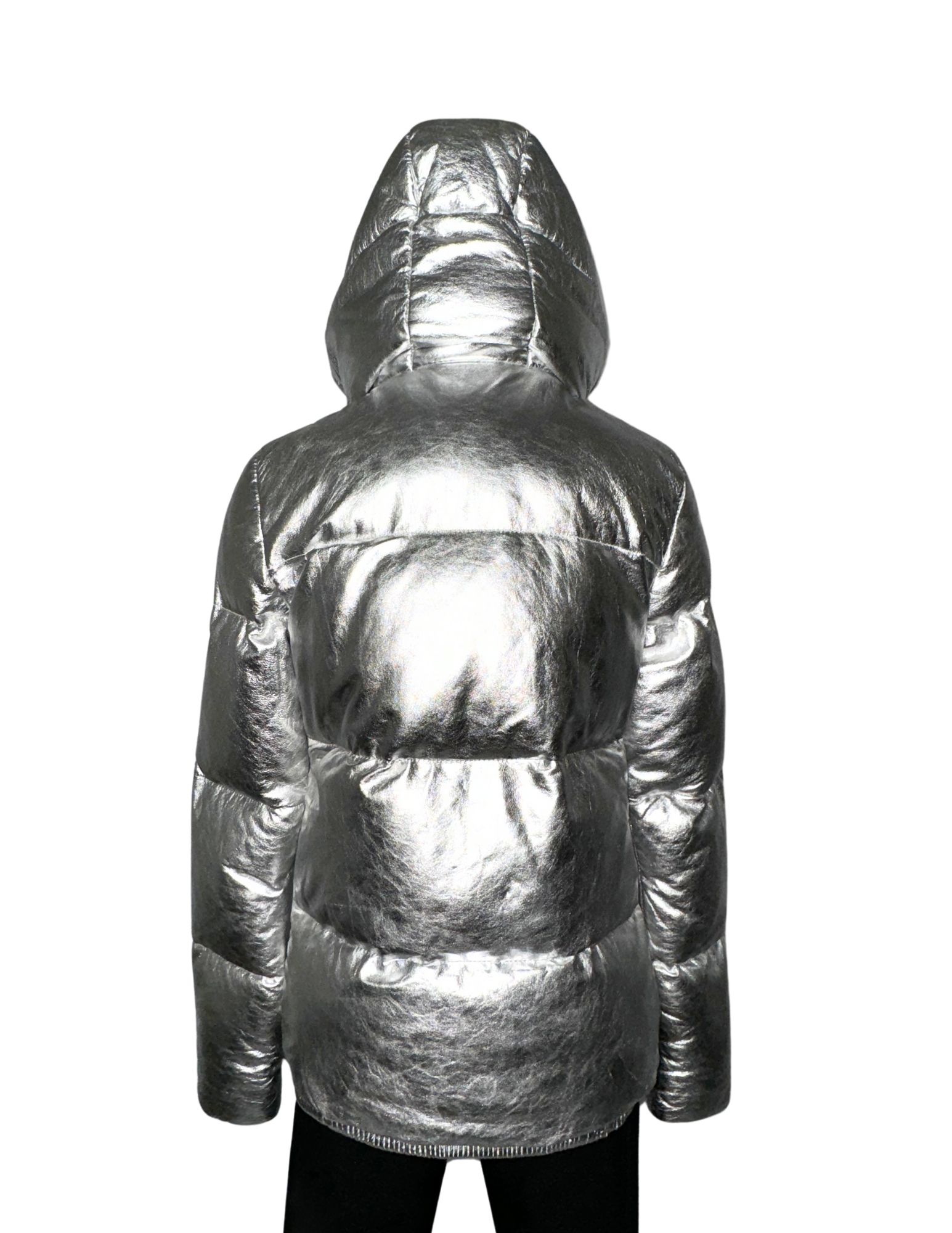 Lindsay Vonn: Silver Leather Jacket & Erin Snow: Black Pant - Size 4 - Image 3